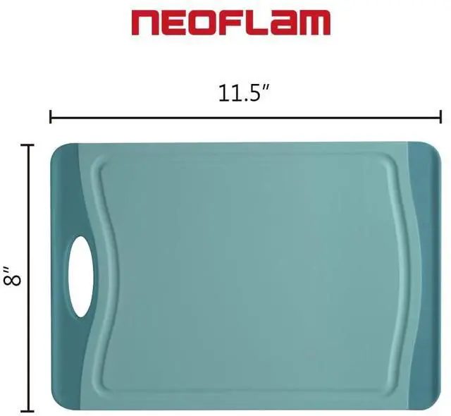 Alt view image 2 of 7 - Flutto Poly Cutting Board - Blue, Durable Plastic, Knife-Scratch Resistant, Large Handle, Kitchen Essential (11.5 x 8 x 0.4 inches)