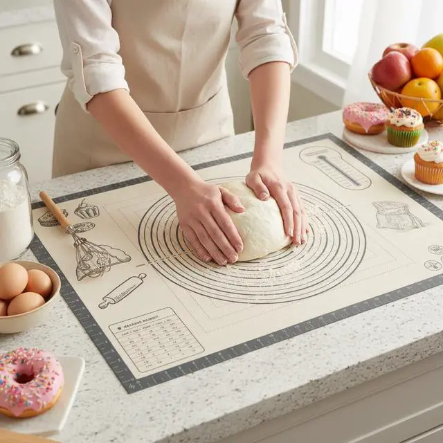 Main image of Silicone Baking Pastry Dough Mat - 26x16Inch Extra Large Cookie Bread Rolling Mats Sheet, Nonstick Kitchen Counter Kneading Board,Thick Reusable Pie Cookies Pizza Fondant Making Matt Measurement(Gray)