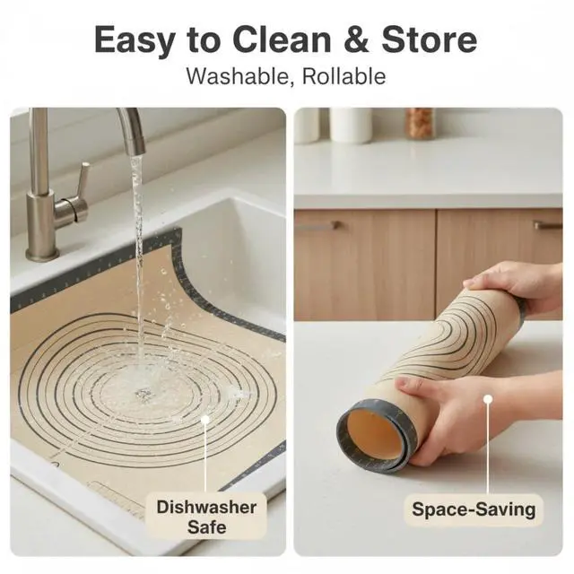 Alt view image 4 of 7 - Silicone Baking Pastry Dough Mat - 26x16Inch Extra Large Cookie Bread Rolling Mats Sheet, Nonstick Kitchen Counter Kneading Board,Thick Reusable Pie Cookies Pizza Fondant Making Matt Measurement(Gray)
