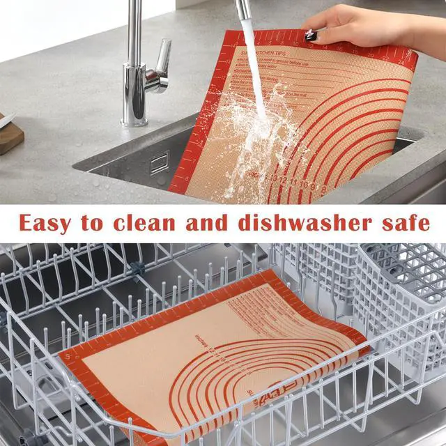 Alt view image 5 of 7 - Extra Thick Silicone Pastry Mat Large for NonStick Silicone Baking Mat with Measurementfor Kneading, Fondant/Counter Pad, Dough Rolling, Silicon Cookie Sheet, Pie Crust Bake(16×24, Red)