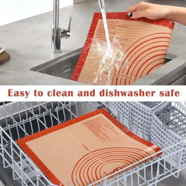 Alt view image 6 of 7 - Non-slip Silicone Pastry Mat Extra Large with Measurements 16''By 26'' for Silicone Baking Mat, Counter Mat, Dough Rolling,Oven Liner,Fondant/Pie Crust By Folksy Super Kitchen Red
