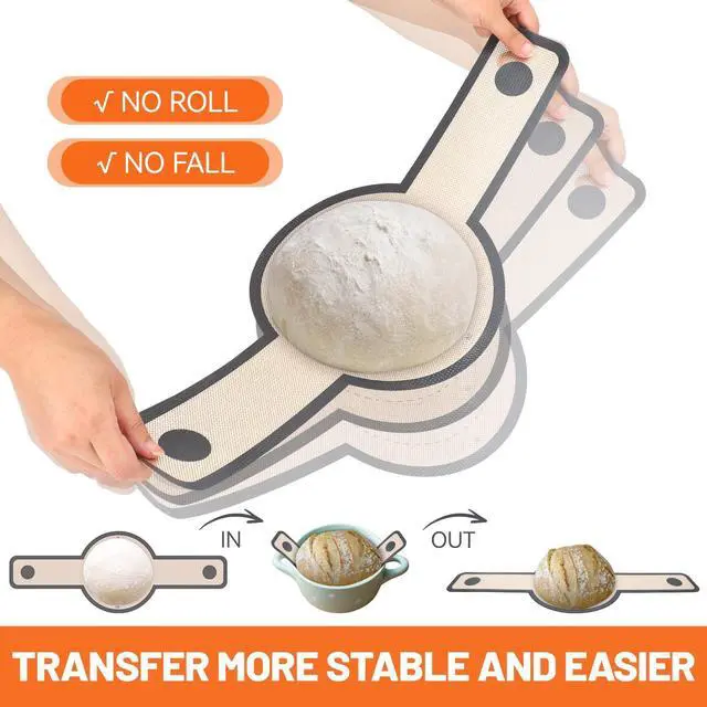 Alt view image 3 of 7 - 2 Pcs Silicone Bread Sling for Dutch Oven, 0.7MM Thickened Heat Resistant to 500°F Non-Stick Baking Mat with Long Handle Easy to Transfer Sourdough Bread, Dutch Oven Liners Baking Supplies