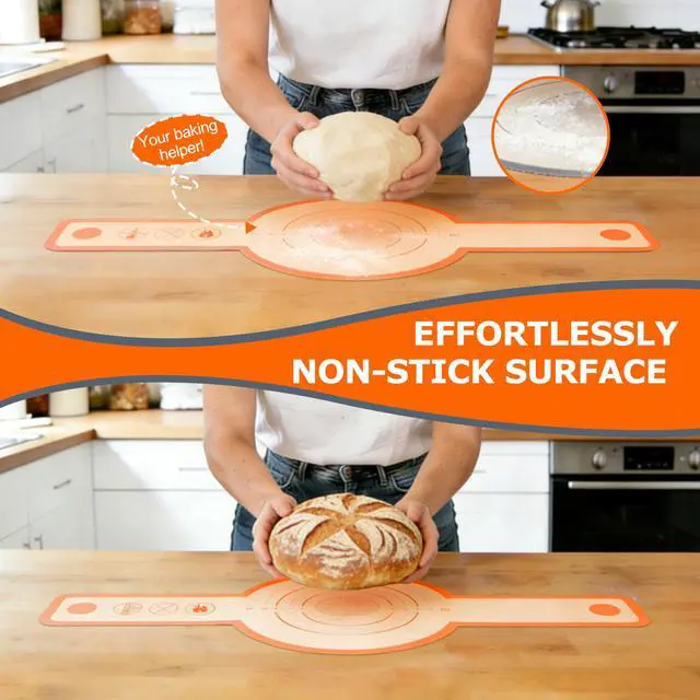 Alt view image 2 of 7 - Silicone Bread Sling for Dutch Oven, 2 PCS Non-Stick & Easy Clean Reusable Silicone Bread Baking Mats with Long Handles, Easy to Transfer Sourdough Bread