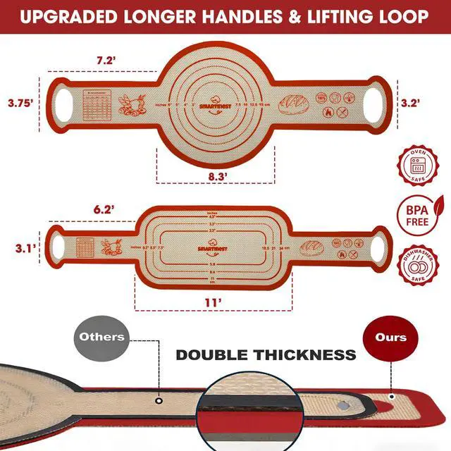 Alt view image 4 of 7 - Silicone Bread Sling for Dutch Oven, 2PCS Non-Stick Reusable Baking Mat with Long Handles, Essentials Bread Making Supplies for Dough Transfer and Loaf Pan Lifter Liner, Set Of Oval & Round