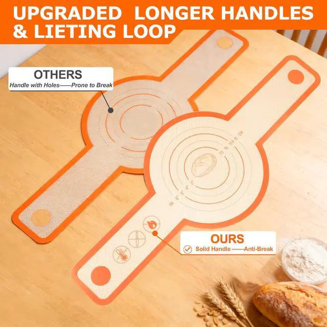 Alt view image 6 of 7 - Silicone Bread Sling for Dutch Oven, 2 PCS Non-Stick & Easy Clean Reusable Silicone Bread Baking Mats with Long Handles, Easy to Transfer Sourdough Bread