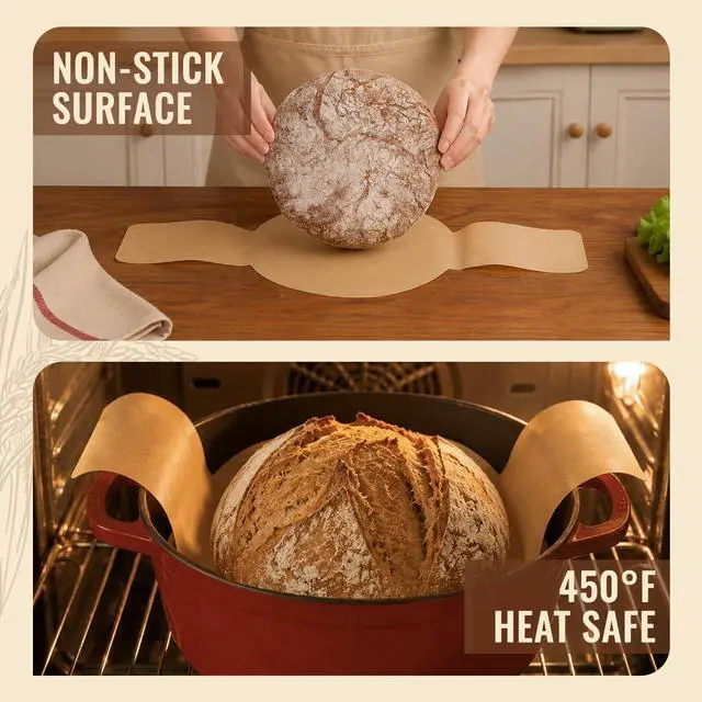 Alt view image 4 of 7 - Disposable Sourdough Parchment Bread Sling for Dutch Oven 30 Pcs