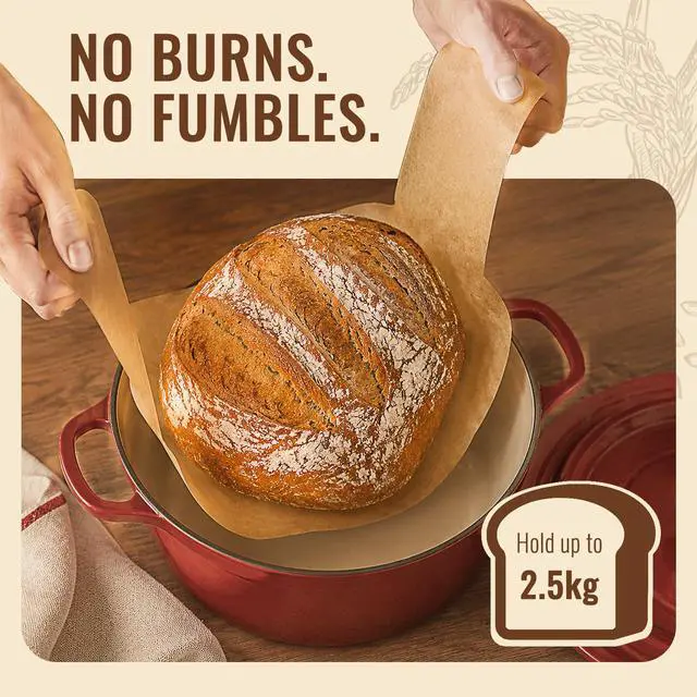 Alt view image 2 of 7 - Disposable Sourdough Parchment Bread Sling for Dutch Oven 30 Pcs