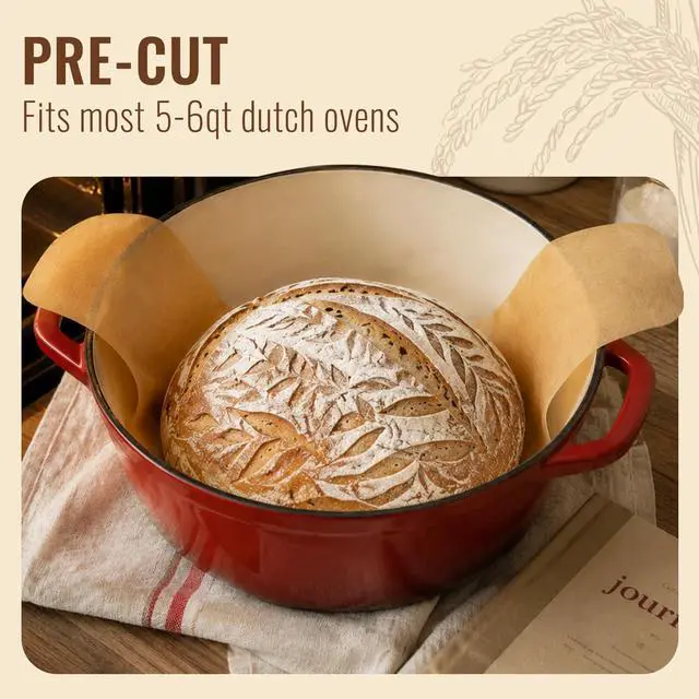 Alt view image 5 of 7 - Disposable Sourdough Parchment Bread Sling for Dutch Oven 30 Pcs