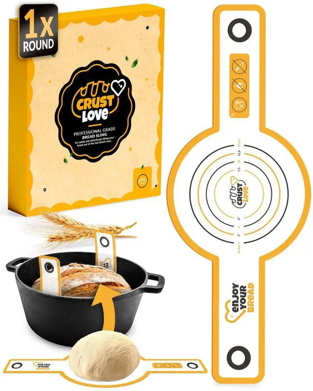 Main image of Silicone Bread Sling for Dutch Oven Non-Stick Sourdough Sling & Baking Mat Reusable & Easy to Clean Heat Resistant to 480°F Silicone Sourdough Sling for Artisan Bread Baking Supplies