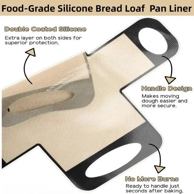 Alt view image 4 of 7 - 2Pcs Reusable Silicone Bread Loaf Pan Liner - Premium Silicone Bread Sling for Dutch Oven, Perfect for Sourdough Baking Mat & Loaf Pans for Baking Bread 9x5