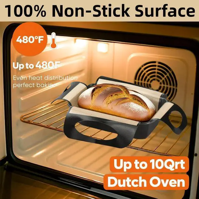 Alt view image 7 of 7 - 2Pcs Reusable Silicone Bread Loaf Pan Liner - Premium Silicone Bread Sling for Dutch Oven, Perfect for Sourdough Baking Mat & Loaf Pans for Baking Bread 9x5