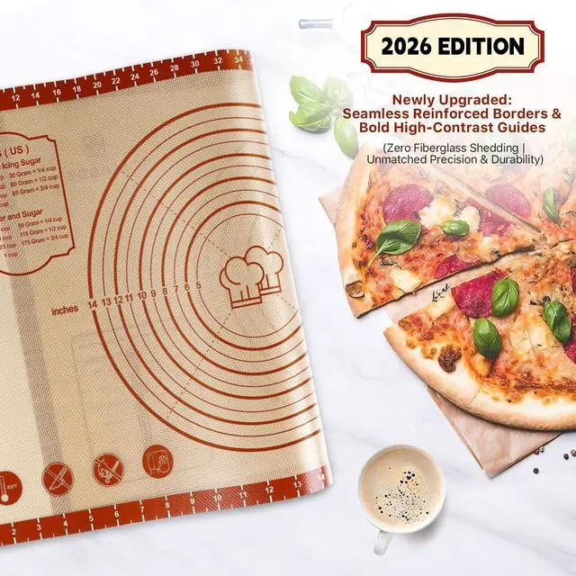 Alt view image 2 of 7 - 26x16 Inch Extra Thick Silicone Baking Mat with Measurements, Non-slip and Reusable - For Cookies, Bread, Pastry