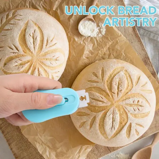 Alt view image 2 of 7 - Bread Lame with Extractable Blade - 20 Razor Blades,Dough Scoring Tool for Sourdough Breads baking & Bread Making Tools-Blue