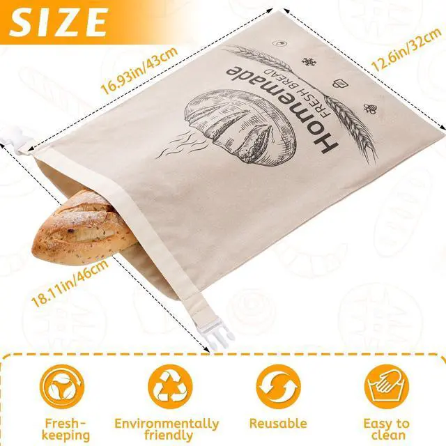 Alt view image 4 of 6 - 1 Pack Beeswax Bread Bags for Sourdough,Reusable Organic Linen Beeswax Bread Bag for Homemade Sourdough 17 x 12.6 Inches Food Storage Cloth Bag Freezer-Friendly & Freshness Preservation
