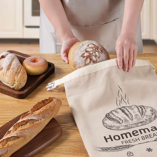 Alt view image 5 of 6 - 1 Pack Beeswax Bread Bags for Sourdough,Reusable Organic Linen Beeswax Bread Bag for Homemade Sourdough 17 x 12.6 Inches Food Storage Cloth Bag Freezer-Friendly & Freshness Preservation
