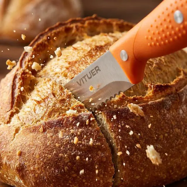 Alt view image 5 of 7 - Bread Knife with Cover, 8 inch Serrated Bread Knife for homemade bread, Bread Cutter Ideal for Slicing Homemade Bread, Bagels, Cake (8-Inch Blade with 5-Inch Handle)