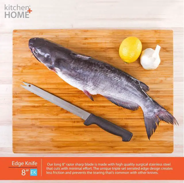 Alt view image 3 of 7 - Carving Bread Knife 8 Ultra Sharp Surgical Stainless Steel Serrated All Purpose Kitchen Knife Never Needs Sharpening - As Seen on TV and Live Demonstration