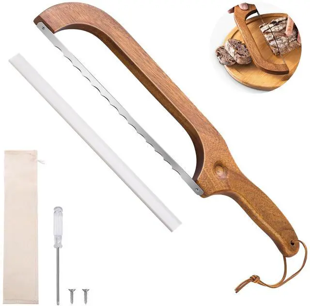 Main image of Bread Knife for Homemade Bread, 14.5" Wooden Sourdough Bread Knife, Sourdough Bread Slicer, Bow Design, Easy to Cut Into Uniform Thin Slices, Bread Saw for Cutting Sourdough Bread, Bagel, Baguette Etc