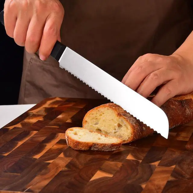Alt view image 5 of 6 - Bread Knife, Serrated 8 inch Bread Knifes for Homemade Bread Sourdough, Blade Razor Sharp and Wavy Edge from Professional Stainless Steel