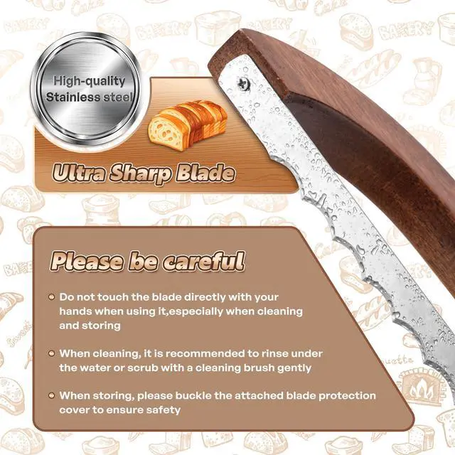 Alt view image 3 of 7 - Bread Knife for Homemade Bread, 14.5" Wooden Sourdough Bread Knife, Sourdough Bread Slicer, Bow Design, Easy to Cut Into Uniform Thin Slices, Bread Saw for Cutting Sourdough Bread, Bagel, Baguette Etc