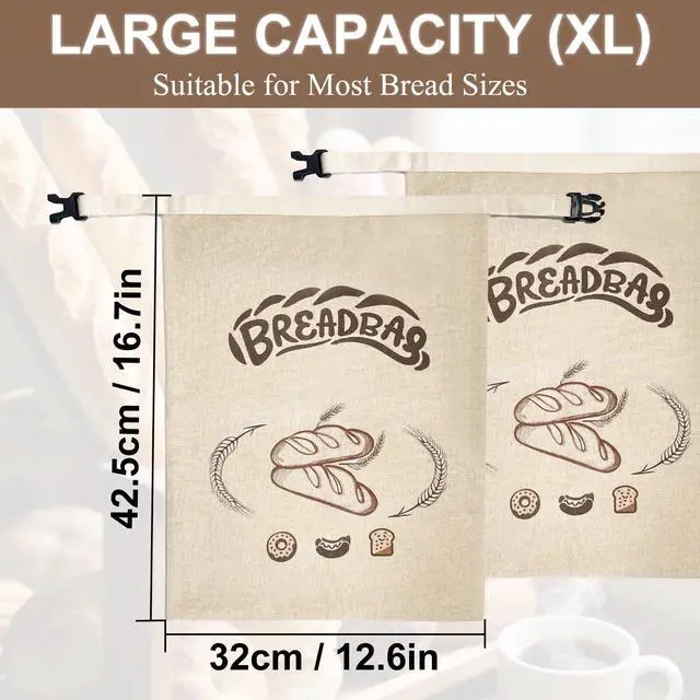 Alt view image 2 of 6 - Beeswax Bread Bags for Sourdough, Large Size Sourdough Bread Bags with Beeswax to Keep Freshness Longer, Washable and Reusable Sourdough Storage Bag (2 Pack) (Beige)