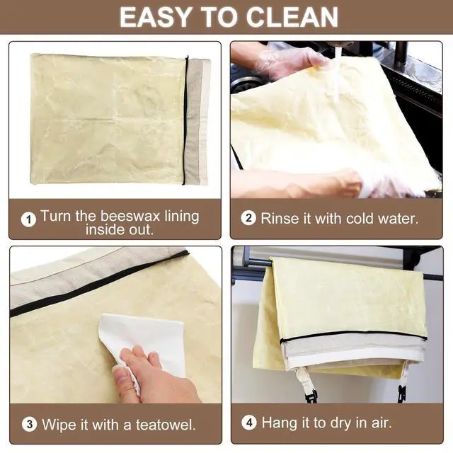 Alt view image 5 of 6 - Beeswax Bread Bags for Sourdough, Large Size Sourdough Bread Bags with Beeswax to Keep Freshness Longer, Washable and Reusable Sourdough Storage Bag (2 Pack) (Beige)