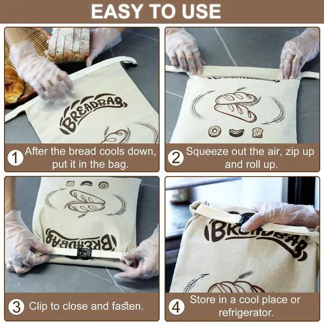 Alt view image 6 of 6 - Beeswax Bread Bags for Sourdough, Large Size Sourdough Bread Bags with Beeswax to Keep Freshness Longer, Washable and Reusable Sourdough Storage Bag (2 Pack) (Beige)