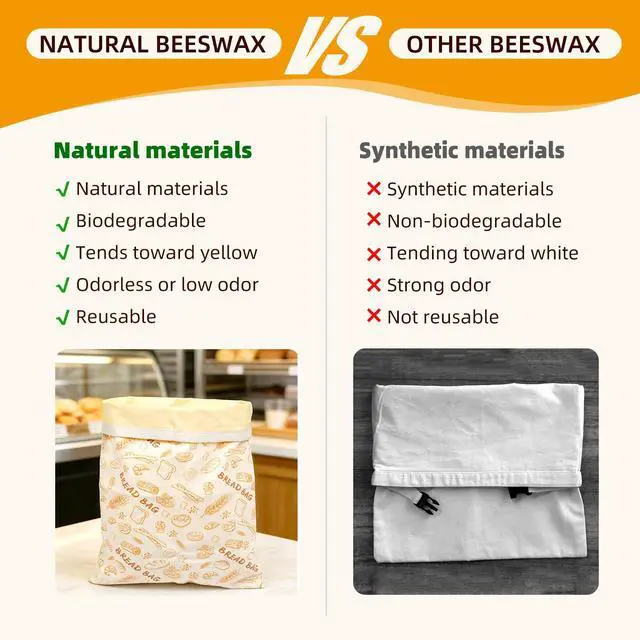 Alt view image 5 of 7 - 2 Pack Beeswax Bread Bags for Sourdough Homemade Bread, Reusable Organic Cotton Lining with Natural Beeswax, XL Bread Storage Bags, Keep Fresh 13×17 Inches, Sourdough Bread Bags Homesteading Essential