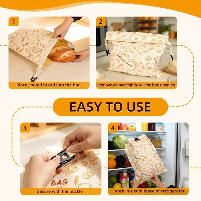 Alt view image 7 of 7 - 2 Pack Beeswax Bread Bags for Sourdough Homemade Bread, Reusable Organic Cotton Lining with Natural Beeswax, XL Bread Storage Bags, Keep Fresh 13×17 Inches, Sourdough Bread Bags Homesteading Essential