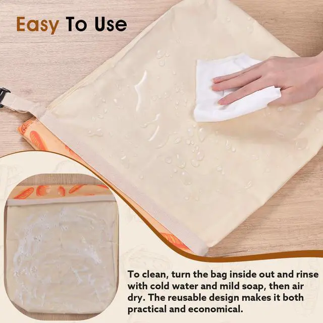 Alt view image 6 of 6 - 1 Pack Beeswax Bread Bags for Sourdough Homemade Bread, XL Cotton Lining Sourdough Reusable Natural Beeswax Bread Storage Bag, Keep Fresh and Upgraded Large Capacity Portable-17 x 12.6 Inches