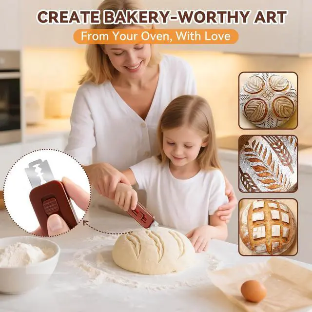 Alt view image 2 of 6 - Professional Sourdough Scoring Tool Bread Lame, Upgraded Extractable & Magnetic Lame Bread Tool with 5 Sharp Blades, Dough Razor & Bread Scoring Knife for Homemade Sourdough Bread