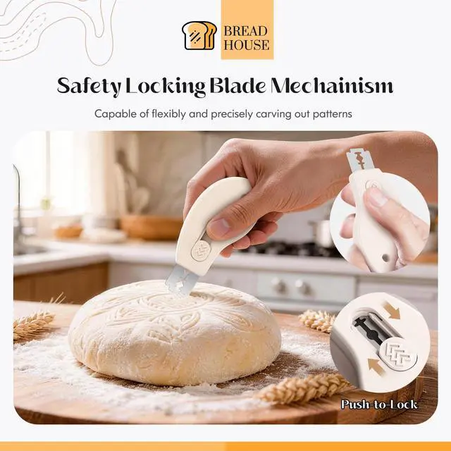 Alt view image 6 of 7 - Bread Lame Sourdough Scoring Tool, Extractable & Magnetic Bread Scoring Tool, Bread Scoring Knife for Sourdough Bread Baking, Bread Scorer Tool with 5 Replaceable Razor Blades