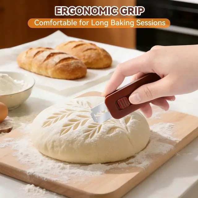Alt view image 5 of 6 - Professional Sourdough Scoring Tool Bread Lame, Upgraded Extractable & Magnetic Lame Bread Tool with 5 Sharp Blades, Dough Razor & Bread Scoring Knife for Homemade Sourdough Bread