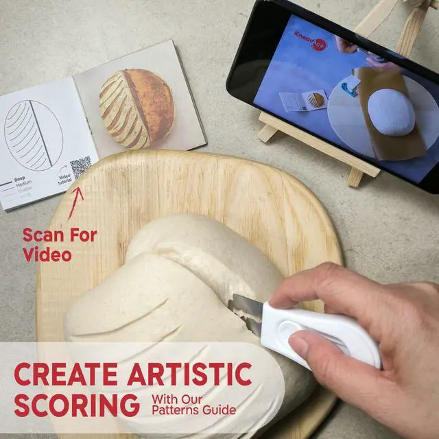Alt view image 4 of 7 - Upgraded Magnetic Bread Lame, Professional Dough Scoring Tool with Extractable Blade, Sourdough Bread Tool for Baking, Includes Scoring Pattern Booklet & 5 Replaceable Razor Blades