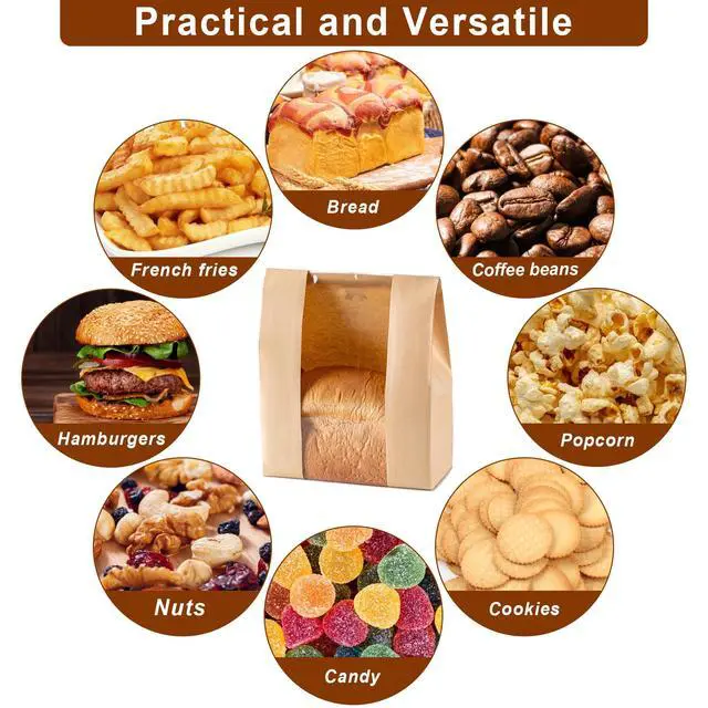 Alt view image 7 of 7 - Paper Bread Bags 25PCS, Sourdough Bread Bags for Homemade Bread, Large Bakery Bags with Window Includes 25PCS Label Seal Stickers for Homemade Bread Storage(13.7x8.3x3.5 inch)