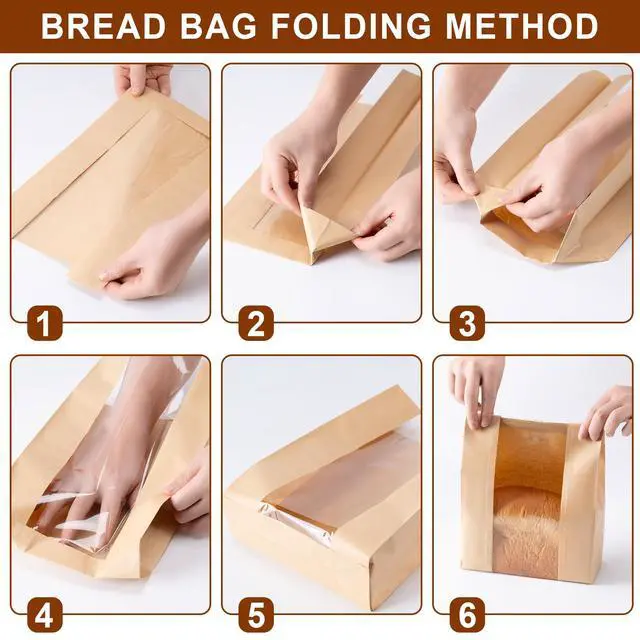 Alt view image 5 of 7 - Paper Bread Bags 25PCS, Sourdough Bread Bags for Homemade Bread, Large Bakery Bags with Window Includes 25PCS Label Seal Stickers for Homemade Bread Storage(13.7x8.3x3.5 inch)