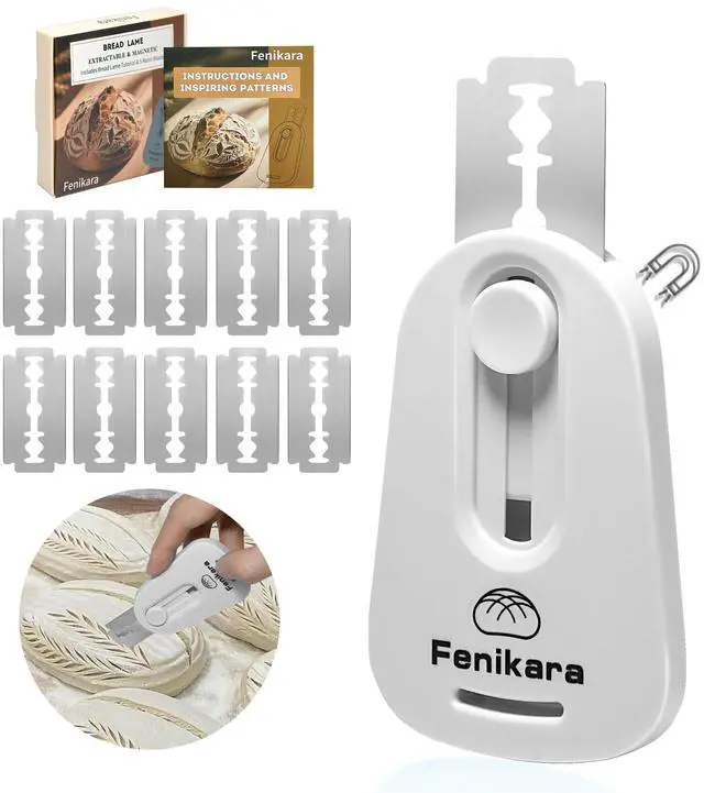 Main image of Premium Magnetic Bread Lame & Versatile Bread Scoring Tool - Professional Sourdough Scoring Tool and Lame Bread Tool with 10 Razor Blades & Scoring Patterns Booklet (light gray)