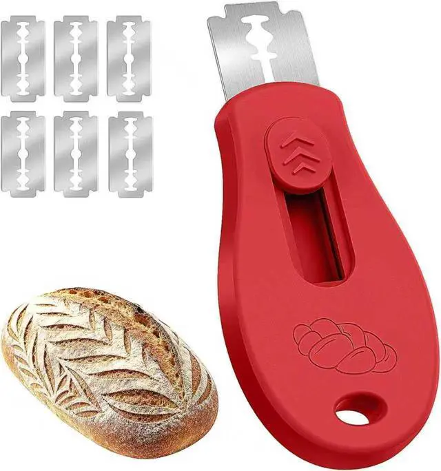 Main image of Bread Lame Sourdough Scoring Tool, Extractable & Magnetic Bread Scoring Tool, Scoring Knife for Bread Baking, Bread Razor for Homemade Bread, Sourdough Scorer Tool, Includes 5 Razor Blades-Red