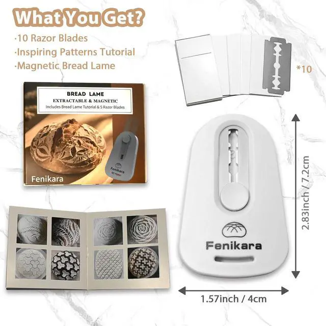 Alt view image 2 of 7 - Premium Magnetic Bread Lame & Versatile Bread Scoring Tool - Professional Sourdough Scoring Tool and Lame Bread Tool with 10 Razor Blades & Scoring Patterns Booklet (light gray)