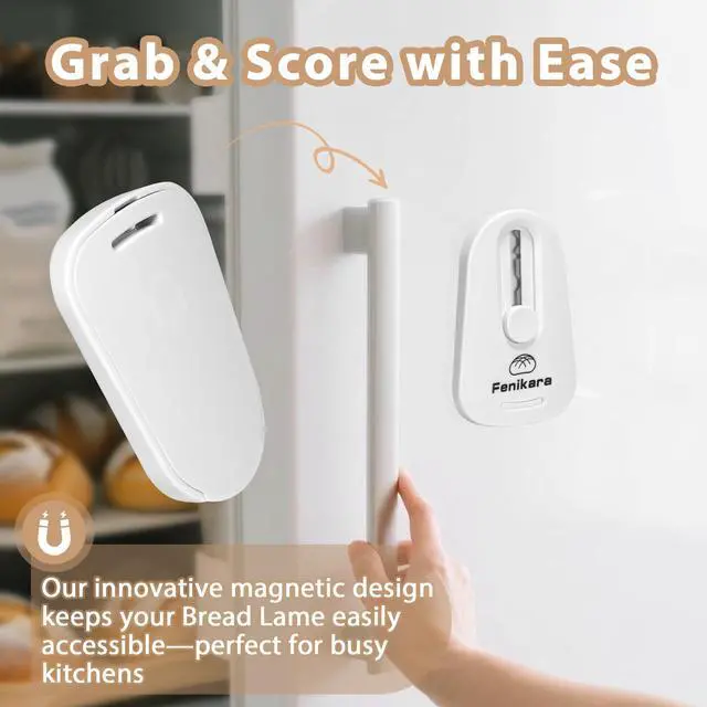 Alt view image 4 of 7 - Premium Magnetic Bread Lame & Versatile Bread Scoring Tool - Professional Sourdough Scoring Tool and Lame Bread Tool with 10 Razor Blades & Scoring Patterns Booklet (light gray)