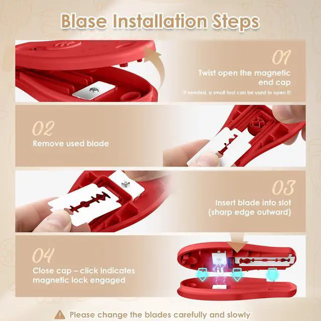 Alt view image 4 of 6 - Bread Lame Sourdough Scoring Tool, Extractable & Magnetic Bread Scoring Tool, Scoring Knife for Bread Baking, Bread Razor for Homemade Bread, Sourdough Scorer Tool, Includes 5 Razor Blades-Red