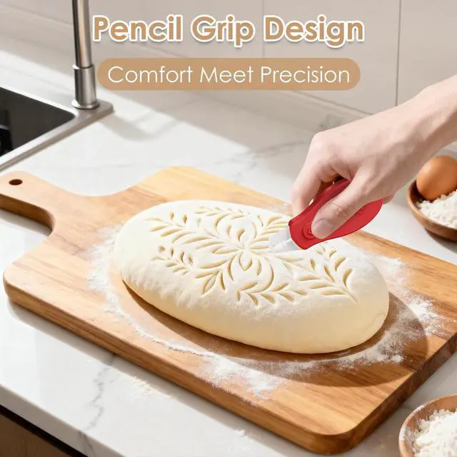 Alt view image 6 of 6 - Bread Lame Sourdough Scoring Tool, Extractable & Magnetic Bread Scoring Tool, Scoring Knife for Bread Baking, Bread Razor for Homemade Bread, Sourdough Scorer Tool, Includes 5 Razor Blades-Red