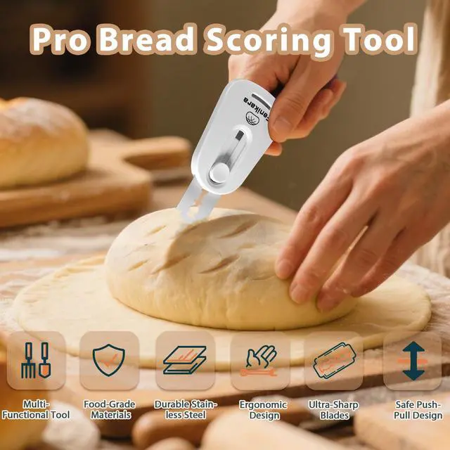 Alt view image 5 of 7 - Premium Magnetic Bread Lame & Versatile Bread Scoring Tool - Professional Sourdough Scoring Tool and Lame Bread Tool with 10 Razor Blades & Scoring Patterns Booklet (light gray)