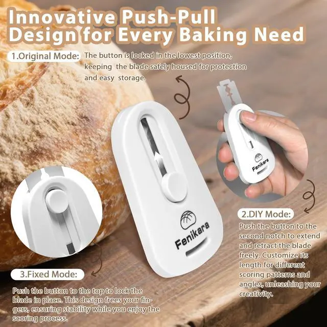 Alt view image 6 of 7 - Premium Magnetic Bread Lame & Versatile Bread Scoring Tool - Professional Sourdough Scoring Tool and Lame Bread Tool with 10 Razor Blades & Scoring Patterns Booklet (light gray)