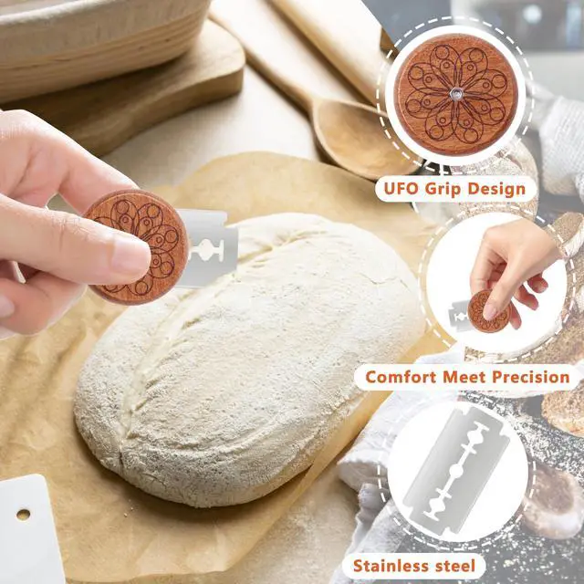 Alt view image 4 of 7 - UFO Bread Lame Cutter for Homemade Sourdough,Bread Scorer Tool for Sourdough with 5 Blades and Storage Cover,Slashing Tool Bread Cutting Knife for Artisan Bread and Baguette Makers,Circle