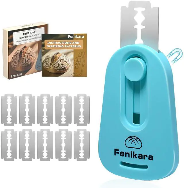 Main image of Professional Bread Lame,Upgraded Extractable & Magnetic Bread Lame Dough Scoring Tool,Premium Sourdough scoring tool for Sourdough Bread baking & Bread Making Tools,Includes 10 Razor Blades (Blue)