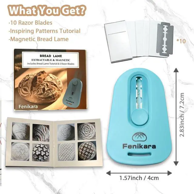 Alt view image 3 of 7 - Professional Bread Lame,Upgraded Extractable & Magnetic Bread Lame Dough Scoring Tool,Premium Sourdough scoring tool for Sourdough Bread baking & Bread Making Tools,Includes 10 Razor Blades (Blue)