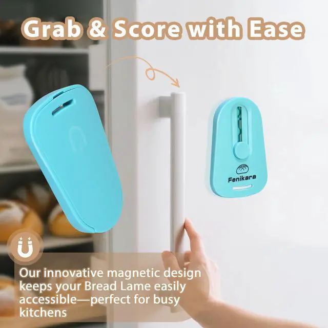 Alt view image 5 of 7 - Professional Bread Lame,Upgraded Extractable & Magnetic Bread Lame Dough Scoring Tool,Premium Sourdough scoring tool for Sourdough Bread baking & Bread Making Tools,Includes 10 Razor Blades (Blue)