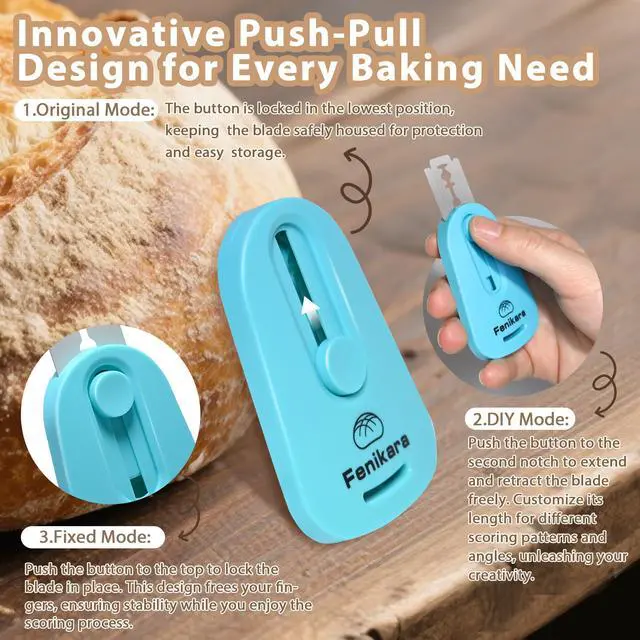 Alt view image 6 of 7 - Professional Bread Lame,Upgraded Extractable & Magnetic Bread Lame Dough Scoring Tool,Premium Sourdough scoring tool for Sourdough Bread baking & Bread Making Tools,Includes 10 Razor Blades (Blue)