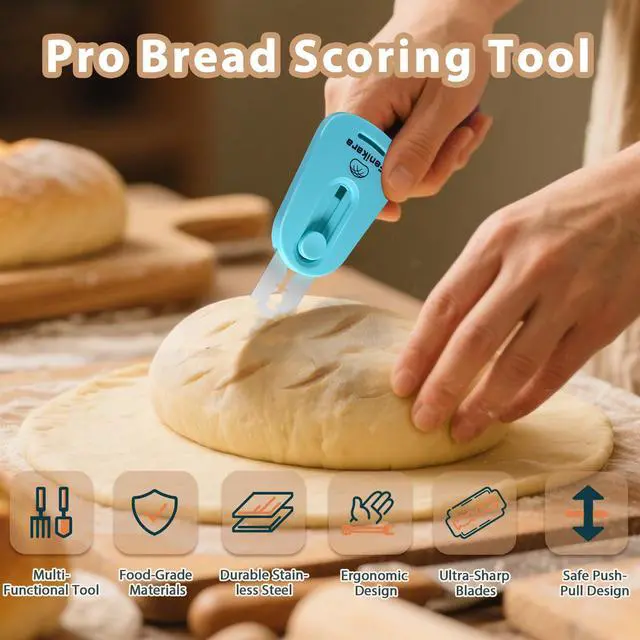 Alt view image 7 of 7 - Professional Bread Lame,Upgraded Extractable & Magnetic Bread Lame Dough Scoring Tool,Premium Sourdough scoring tool for Sourdough Bread baking & Bread Making Tools,Includes 10 Razor Blades (Blue)